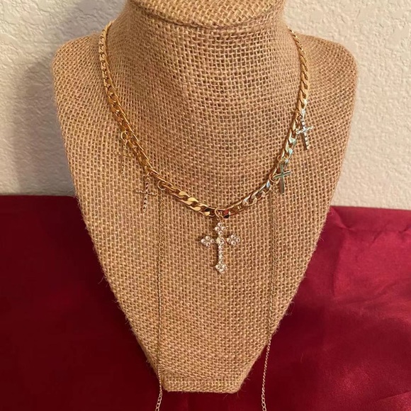 Faith Rhinestone Cross Necklace - Picture 7 of 8